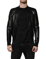 Dolce & Gabbana Black Lambskin Full Zip Biker Blouson Jacket - IT44 | XS - Bomber Jackets
