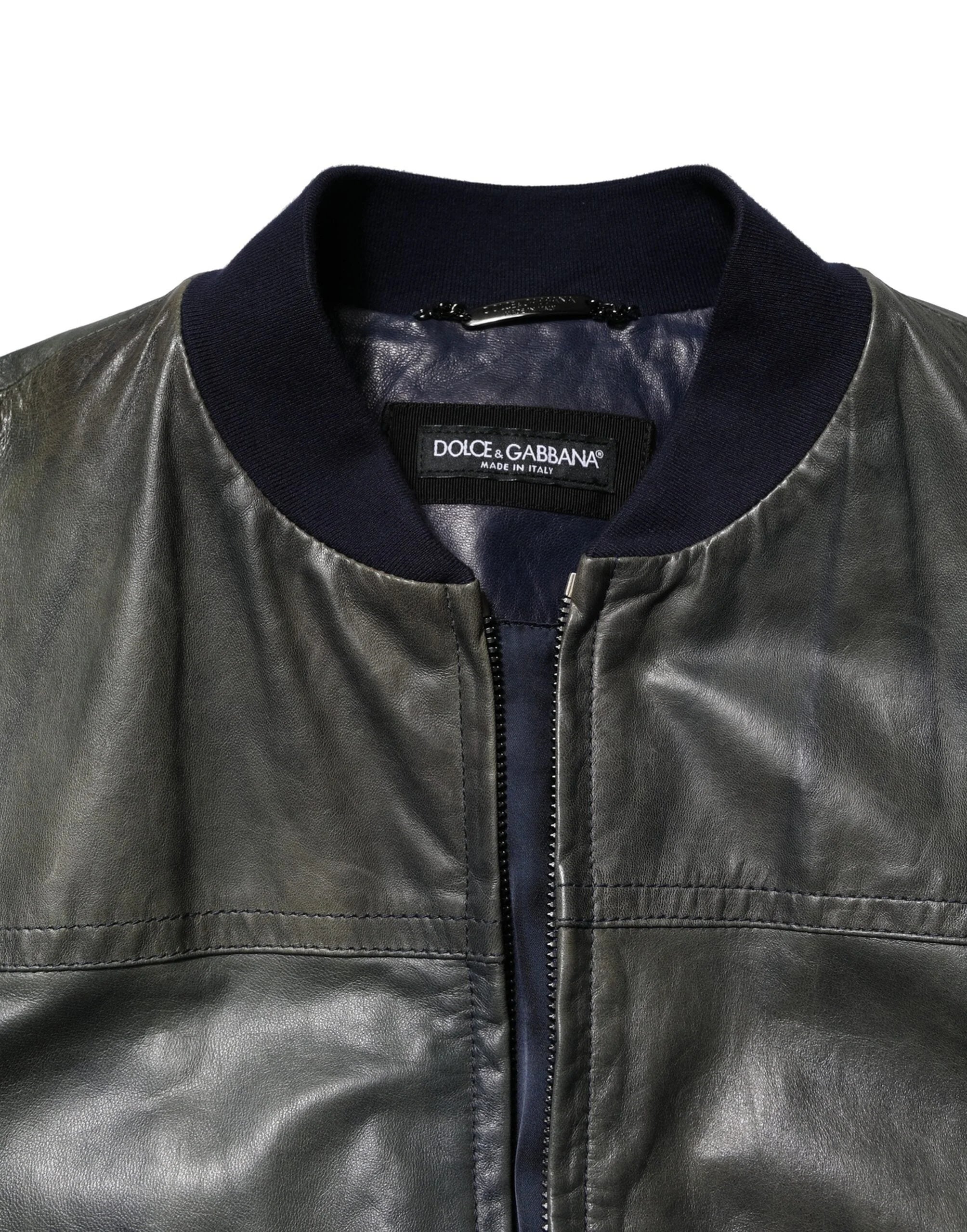 Dolce & Gabbana Black Lambskin Leather Biker Full Zip Jacket - IT48 | M - Bomber Jackets