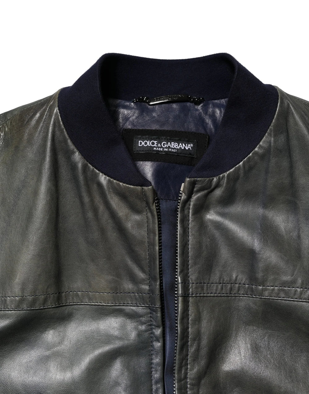 Dolce & Gabbana Black Lambskin Leather Biker Full Zip Jacket - IT48 | M - Bomber Jackets