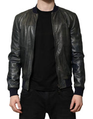 Dolce & Gabbana Black Lambskin Leather Biker Full Zip Jacket - IT48 | M - Bomber Jackets