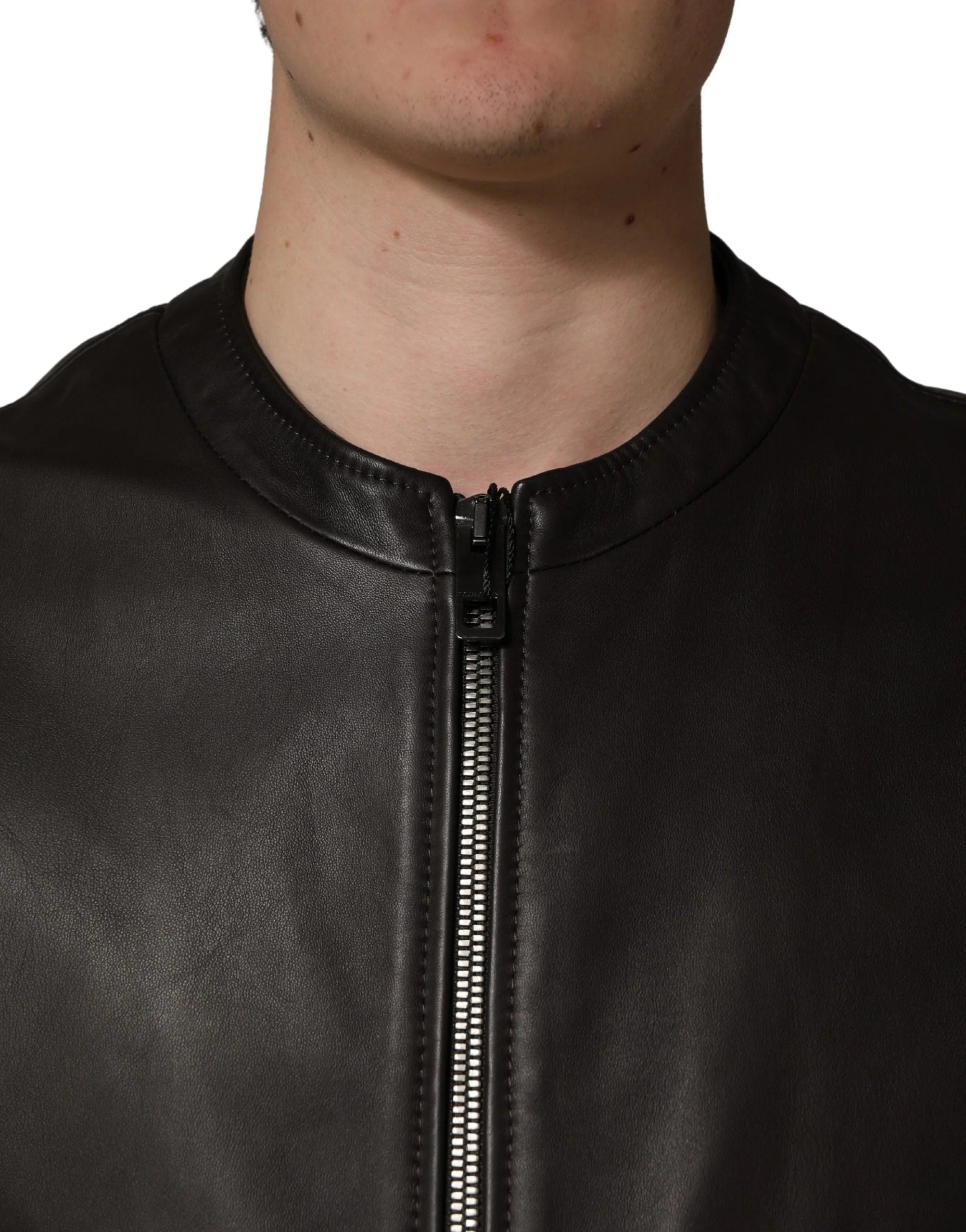 Dolce & Gabbana Zwart Leer Biker Jack met Rits - IT54 | XL - Jassen & Jacketten