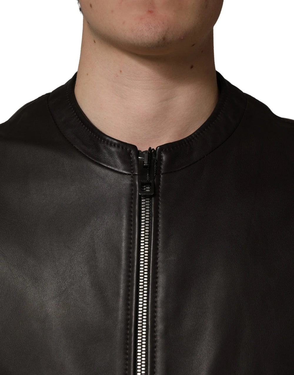 Dolce & Gabbana Zwart Leer Biker Jack met Rits - IT54 | XL - Jassen & Jacketten