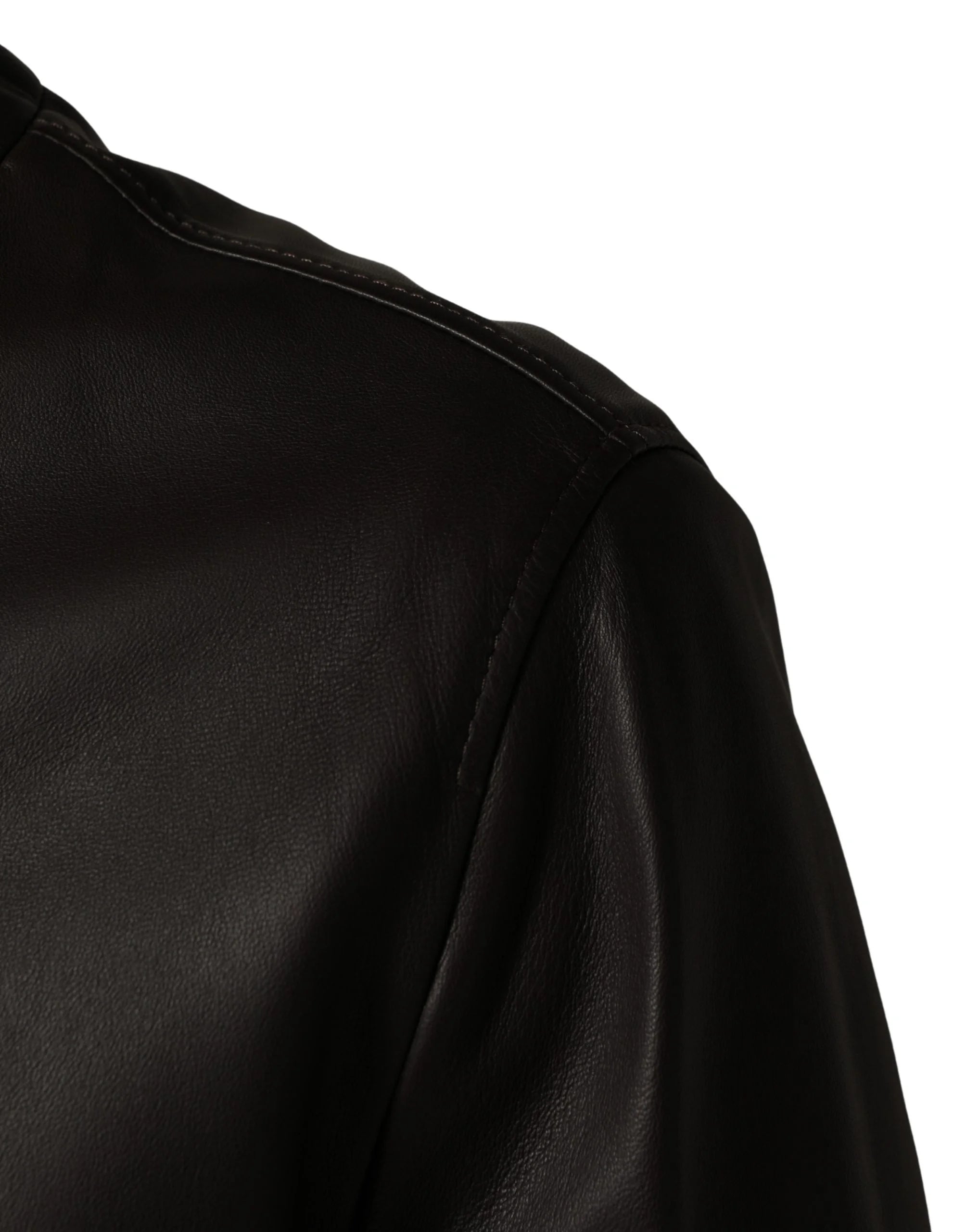 Dolce & Gabbana Zwart Leer Biker Jack met Rits - IT54 | XL - Jassen & Jacketten