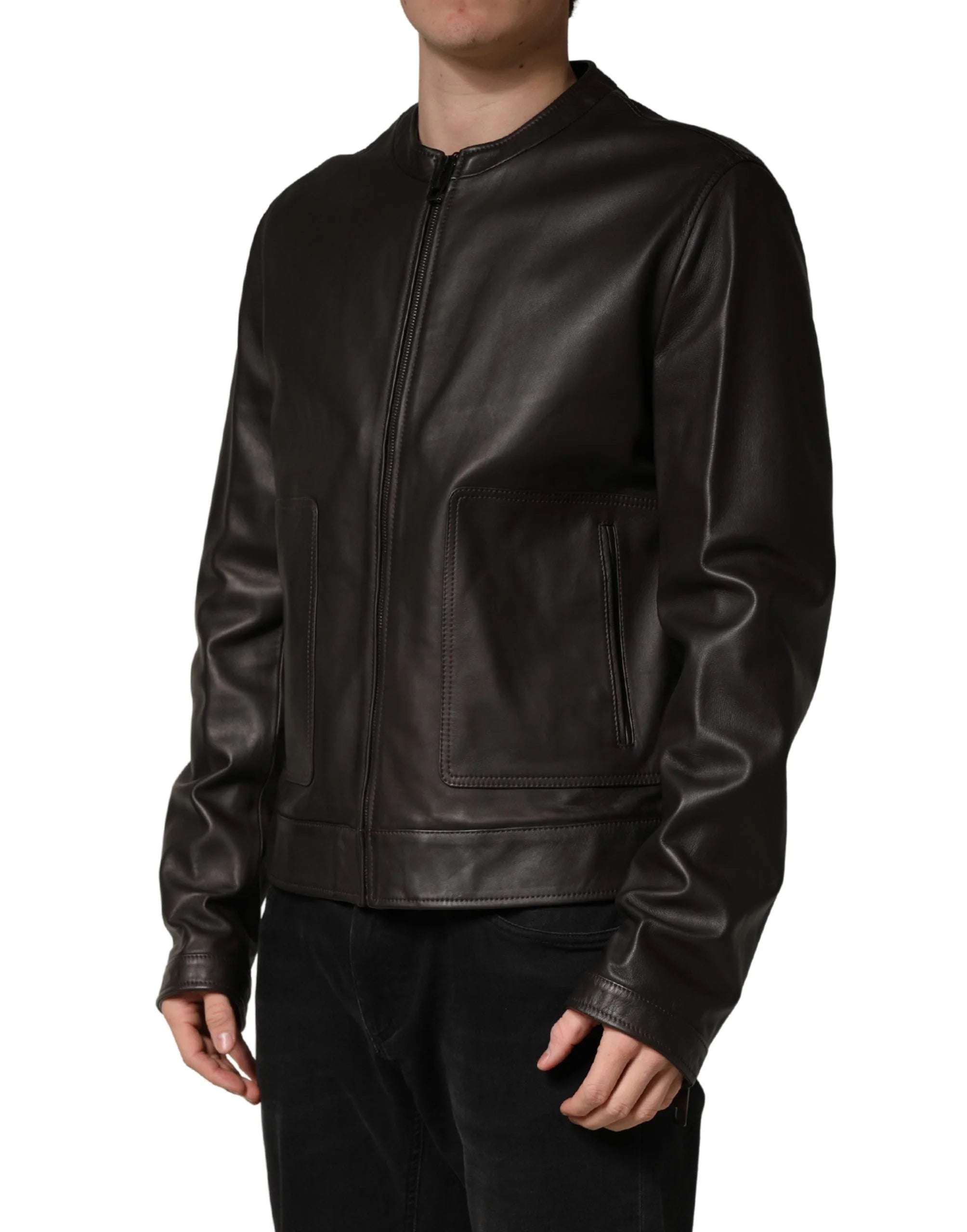 Dolce & Gabbana Zwart Leer Biker Jack met Rits - IT54 | XL - Jassen & Jacketten