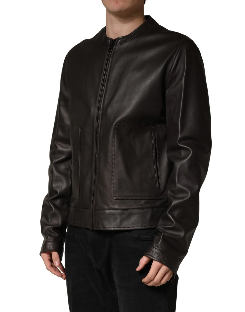 Dolce & Gabbana Zwart Leer Biker Jack met Rits - IT54 | XL - Jassen & Jacketten
