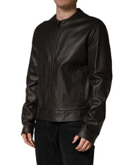 Dolce & Gabbana Zwart Leer Biker Jack met Rits - IT54 | XL - Jassen & Jacketten