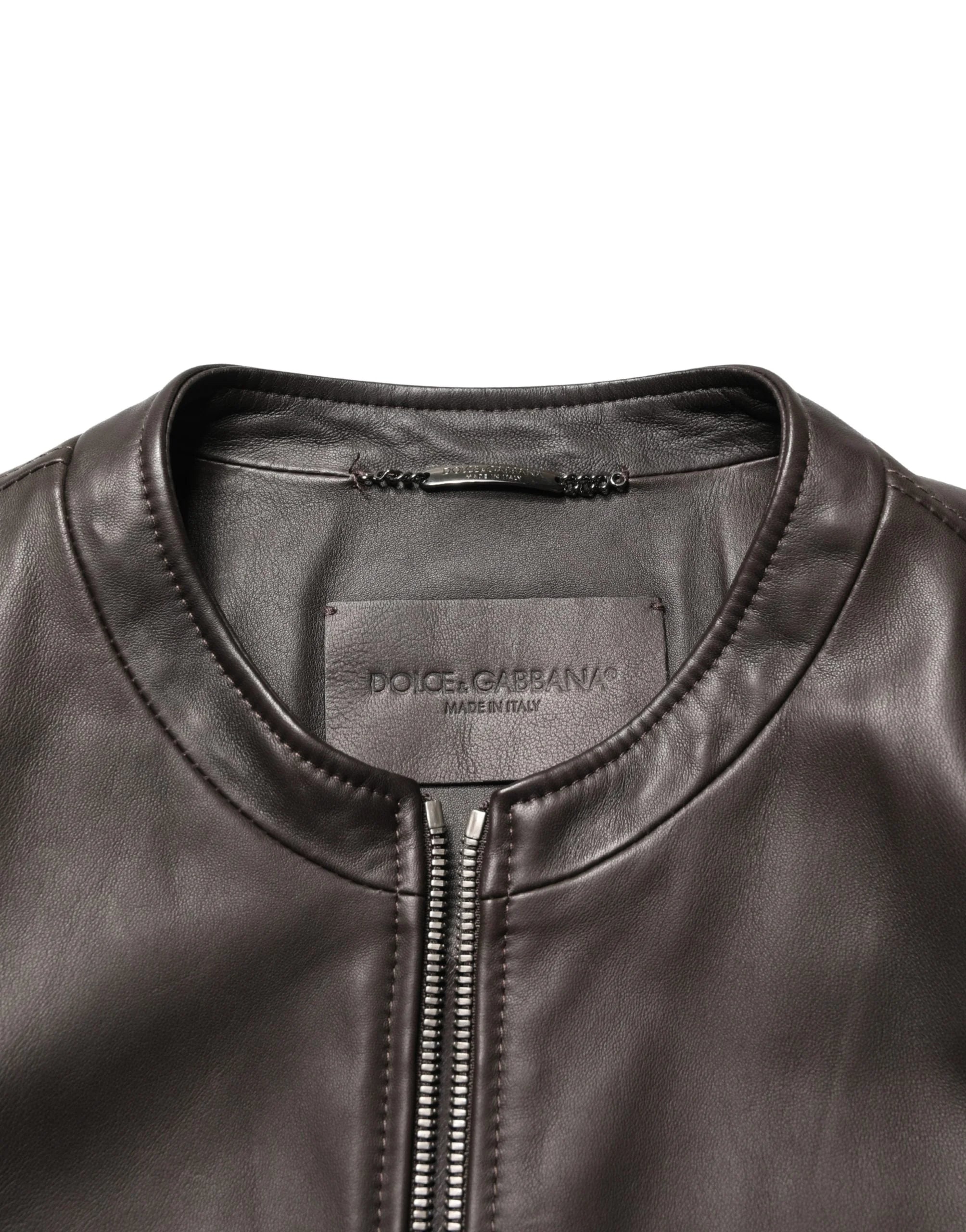 Dolce & Gabbana Zwart Leer Biker Jack met Rits - IT54 | XL - Jassen & Jacketten