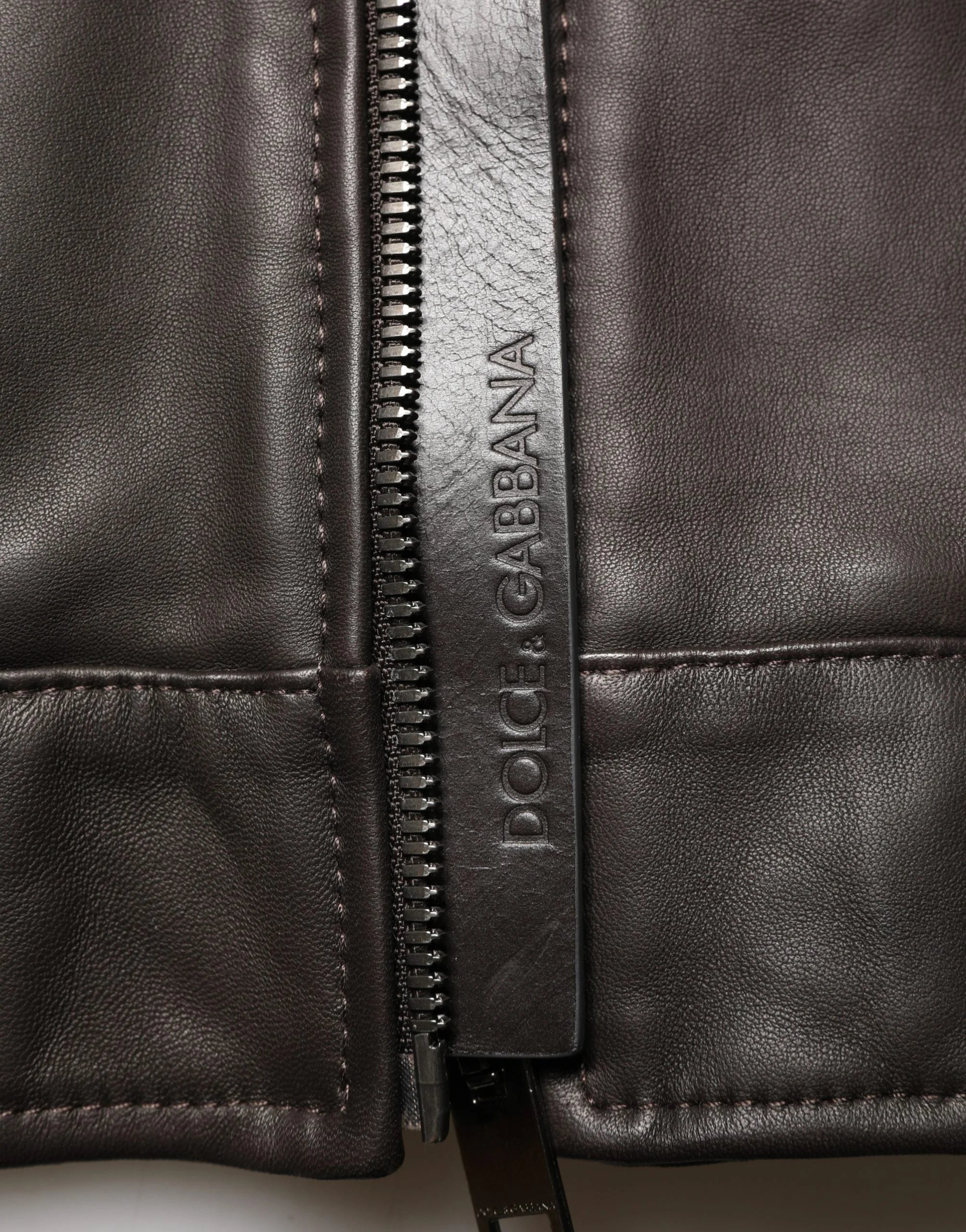 Dolce & Gabbana Zwart Leer Biker Jack met Rits - IT54 | XL - Jassen & Jacketten