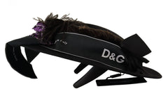Dolce & Gabbana Black Lapil Crystal Heart Feather Brooch Fedora Hat - 57cm|M