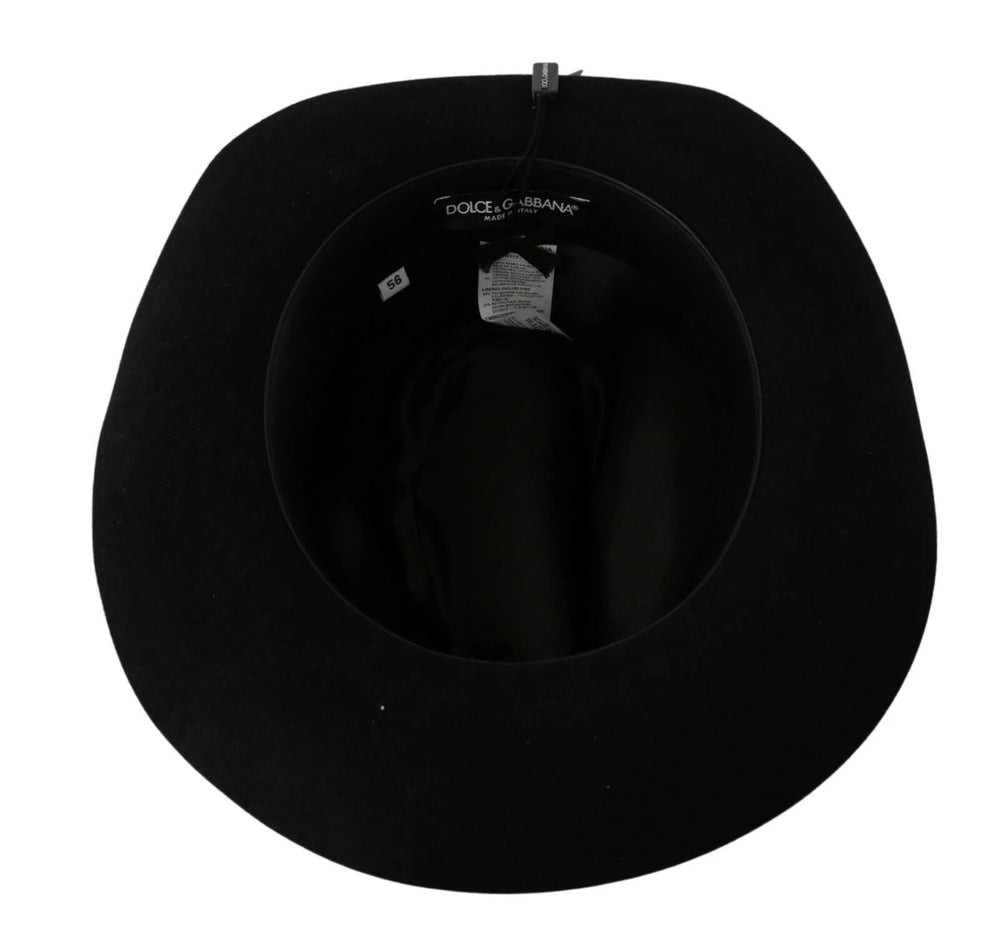 Detalle del interior del sombrero de ala ancha de Dolce & Gabbana con la etiqueta de la marca y el forro de mezcla de algodón y viscosa.