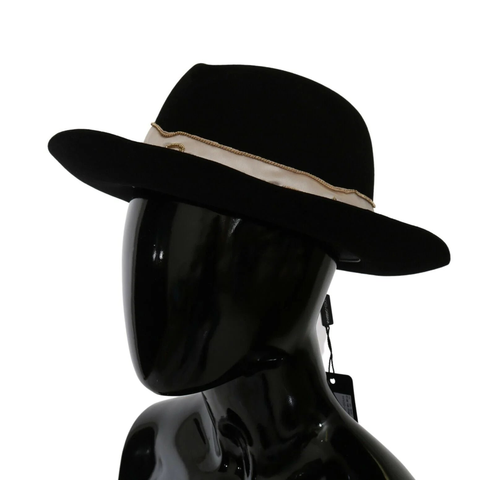 Dolce & Gabbana Black Lapin Amor Gignit Wide Brim Panama Hat - Fedoras