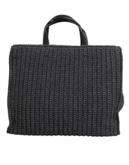 Dolce & Gabbana Black Large Knitted Crochet Shoulder Shopper DG Logo Bag - Shopper Bags