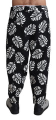 Dolce & Gabbana Black Leaf Cotton Stretch Trouser Pants Pants - IT50 | L - Trousers