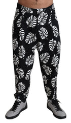 Dolce & Gabbana Black Leaf Cotton Stretch Trouser Pants Pants - IT50 | L - Trousers