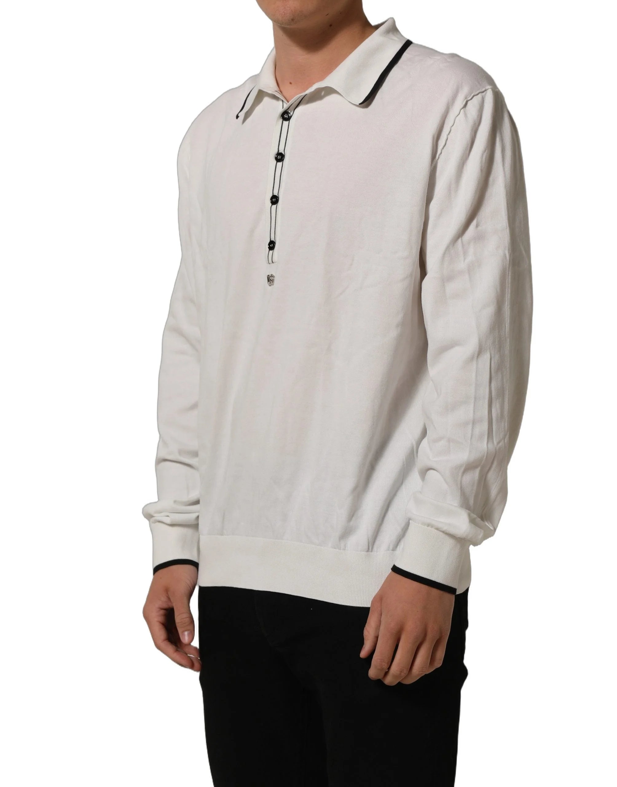 Dolce & Gabbana Black Leaf Print Silk Men Crew Neck T-shirt - IT48 | M
