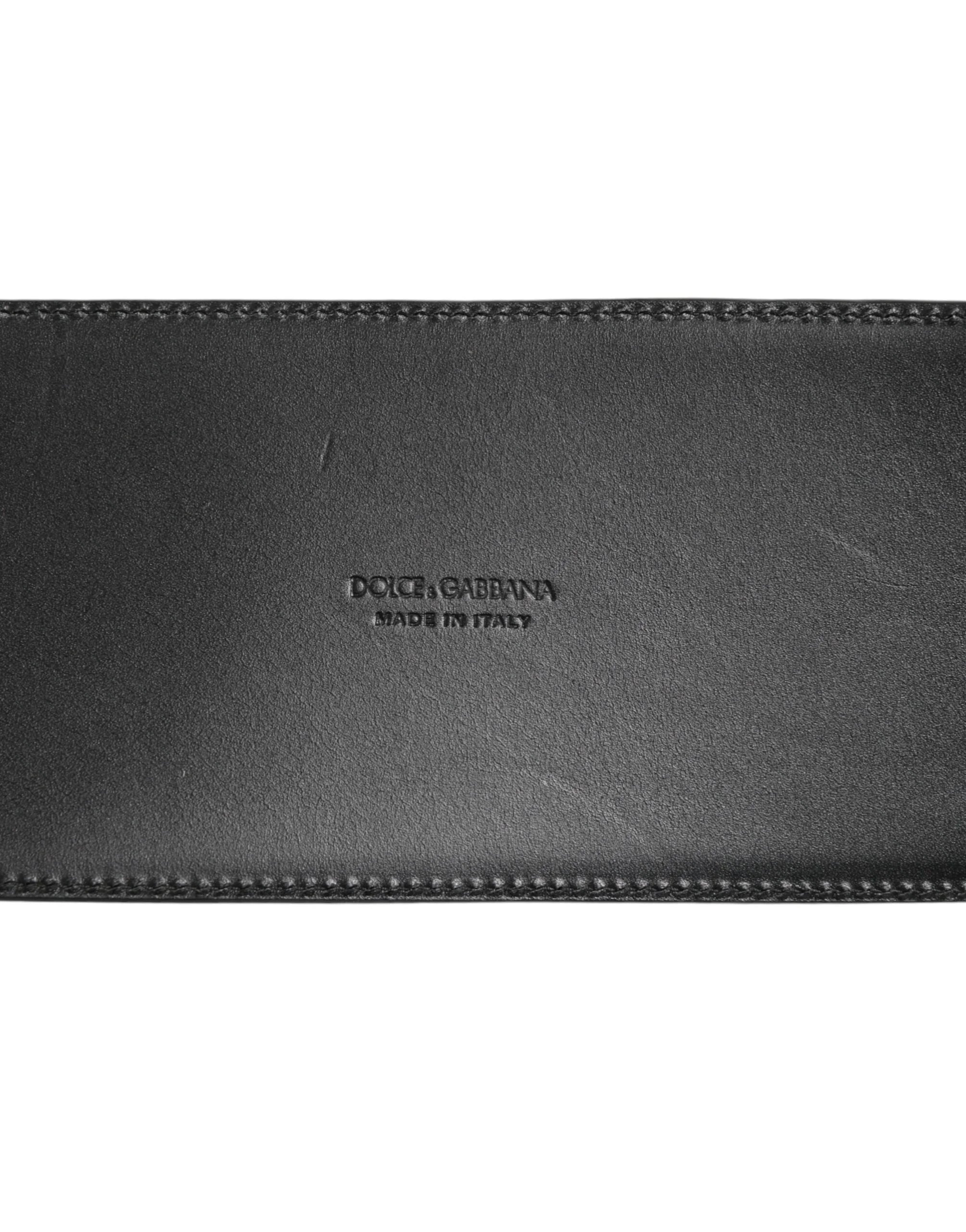Dolce & Gabbana Black Leather 4-Strap Metal Multi-Buckle Belt - 90 cm / 36 Inches