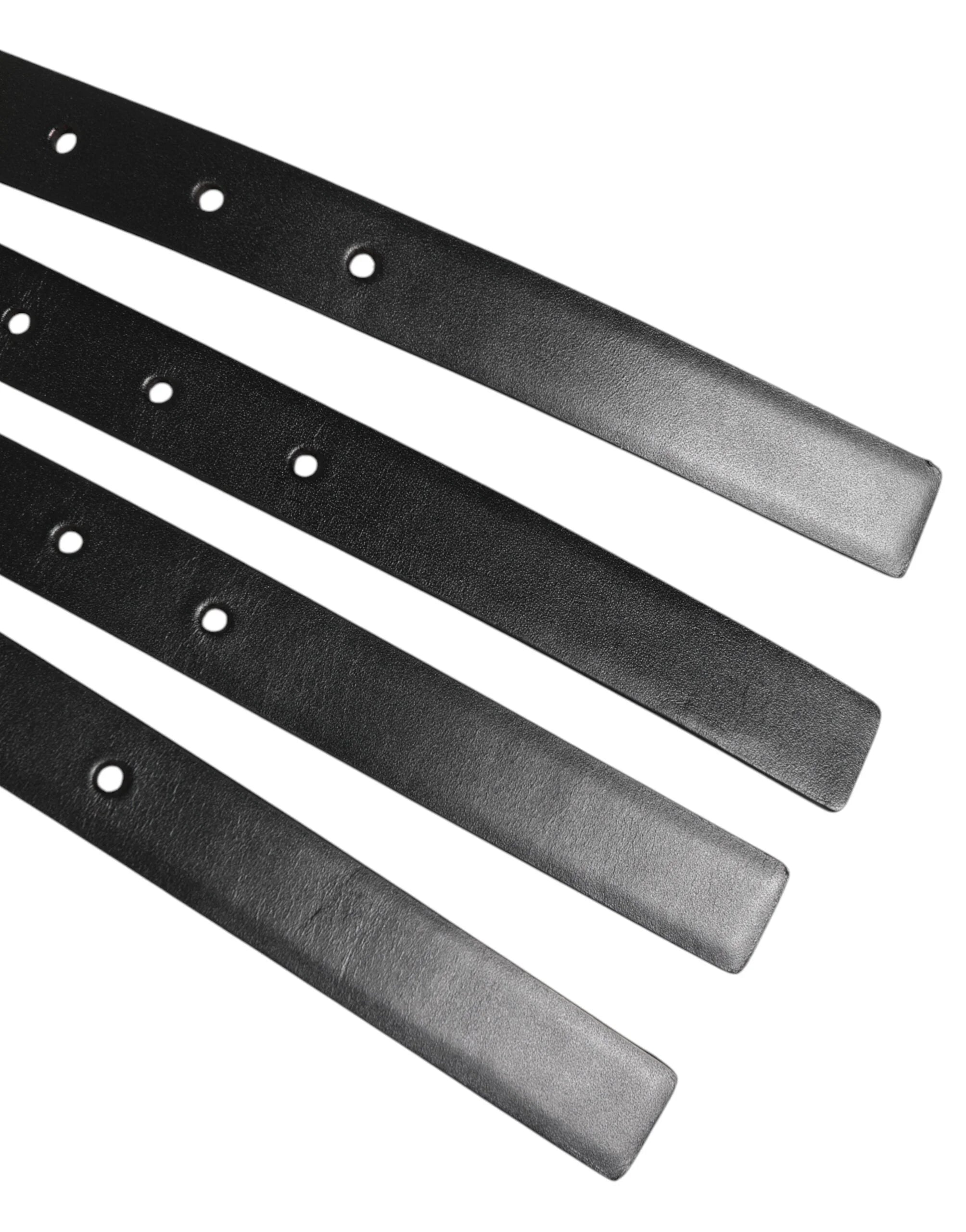 Dolce & Gabbana Black Leather 4-Strap Metal Multi-Buckle Belt - 90 cm / 36 Inches
