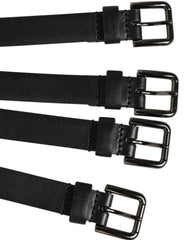 Dolce & Gabbana Black Leather 4-Strap Metal Multi-Buckle Belt - 90 cm / 36 Inches - Belts