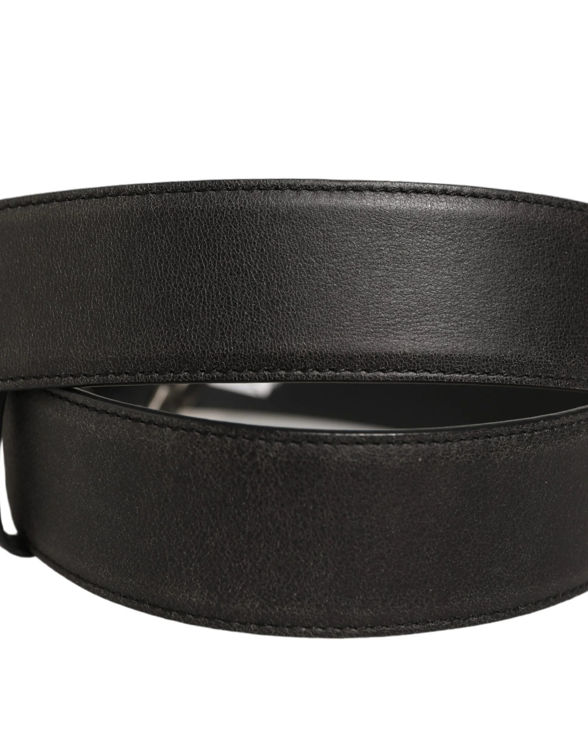 Dolce & Gabbana Black Leather Anchor Logo Metal Buckle Belt - 90 cm / 36 Inches