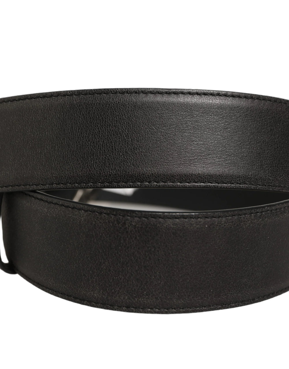 Dolce & Gabbana Black Leather Anchor Logo Metal Buckle Belt - 90 cm / 36 Inches