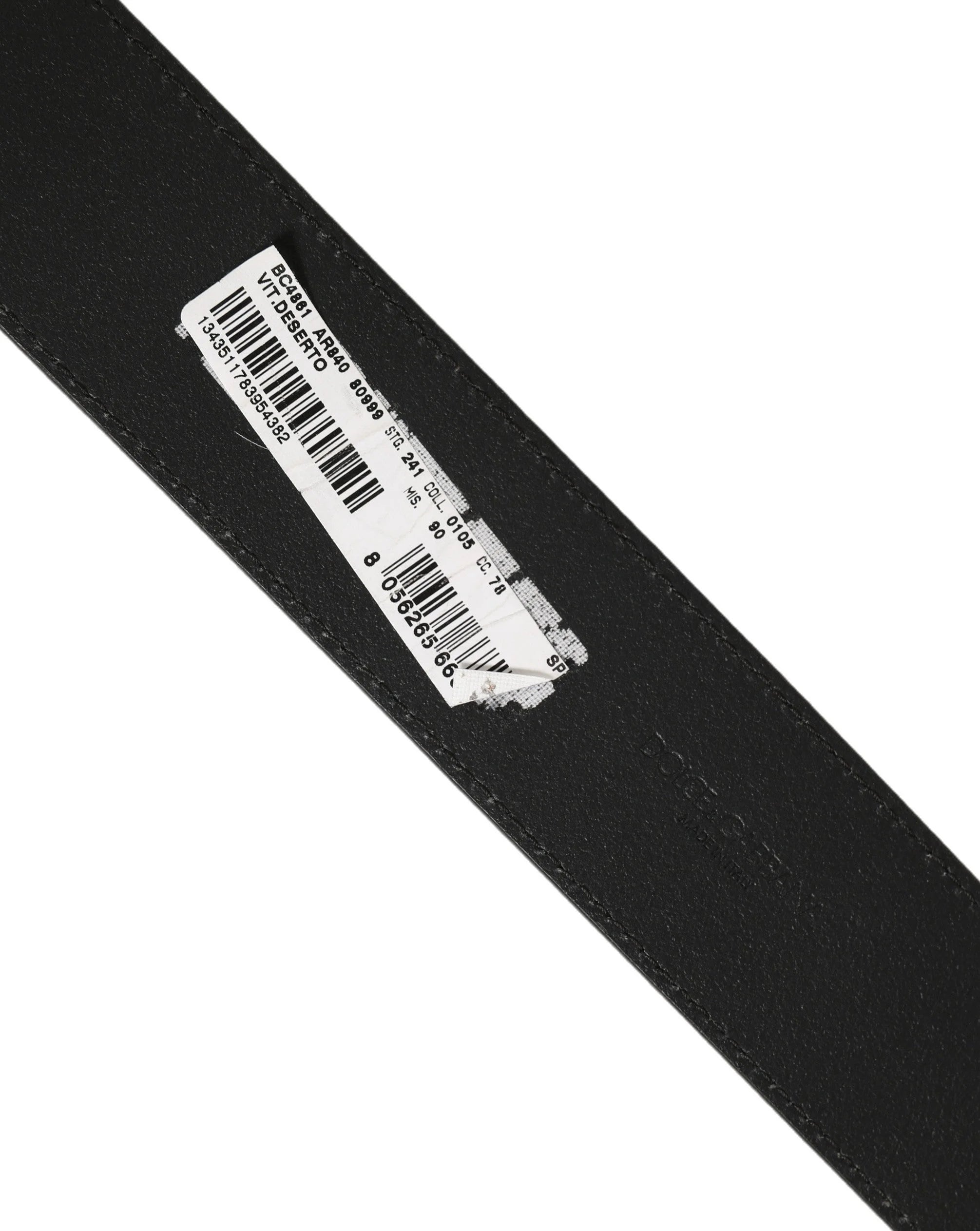 Dolce & Gabbana Black Leather Anchor Logo Metal Buckle Belt - 90 cm / 36 Inches