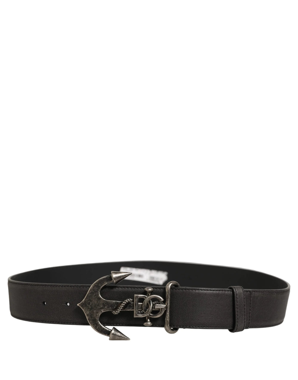Dolce & Gabbana Black Leather Anchor Logo Metal Buckle Belt - 90 cm / 36 Inches