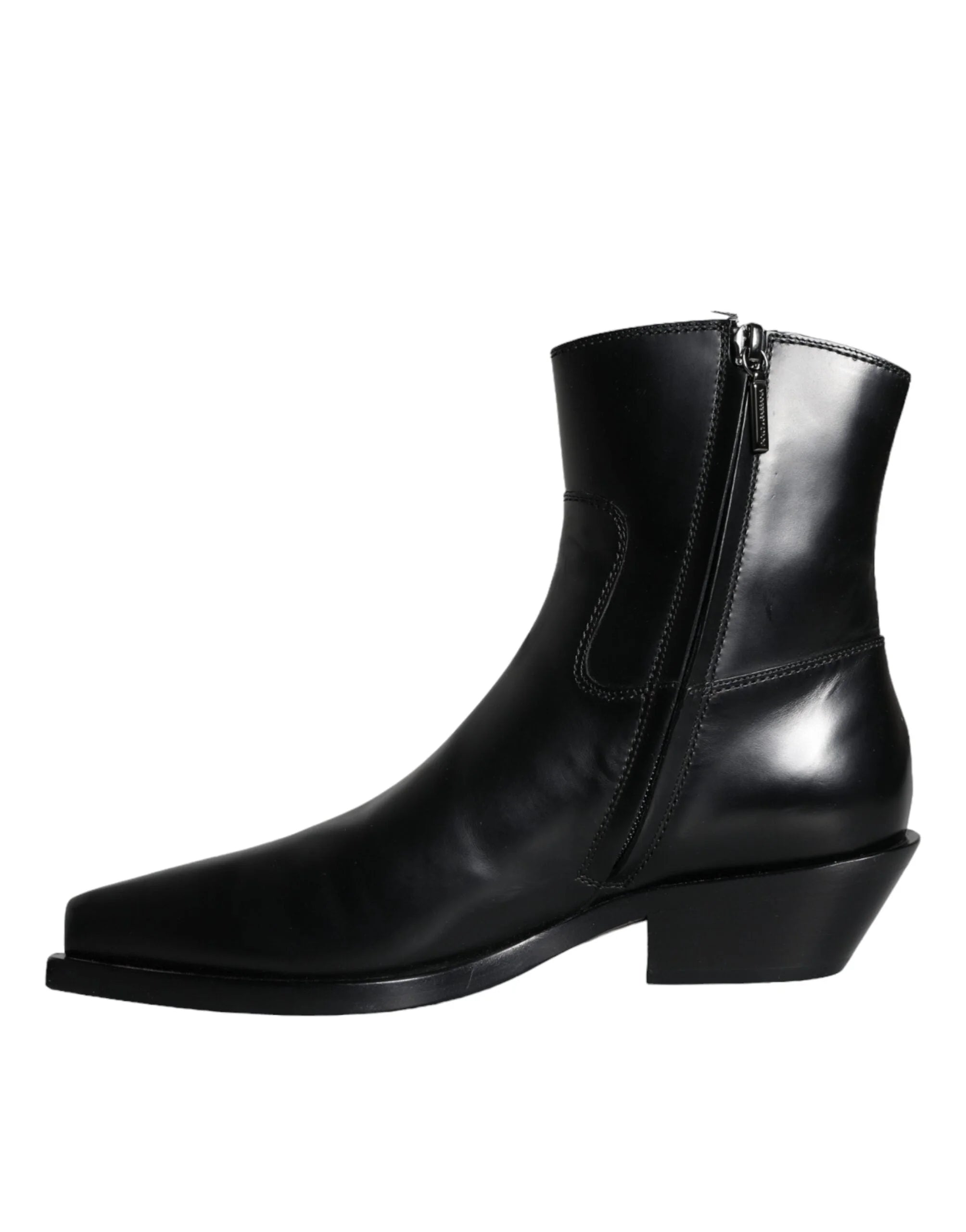 Dolce & Gabbana Black Leather Ankle Boots Booties Shoes - EU37/US6.5 - Boots