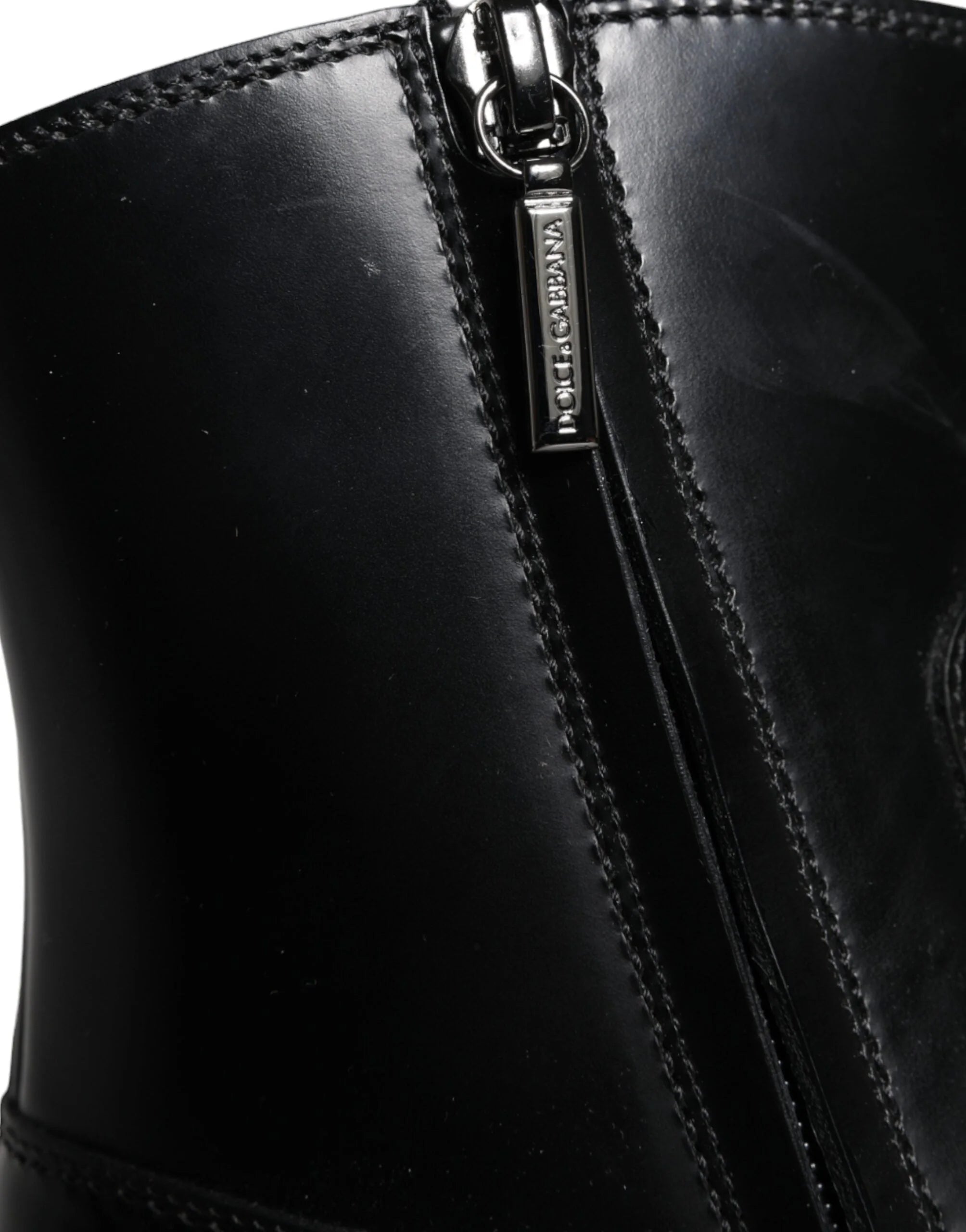 Dolce & Gabbana Black Leather Ankle Boots Booties Shoes - EU37/US6.5 - Boots