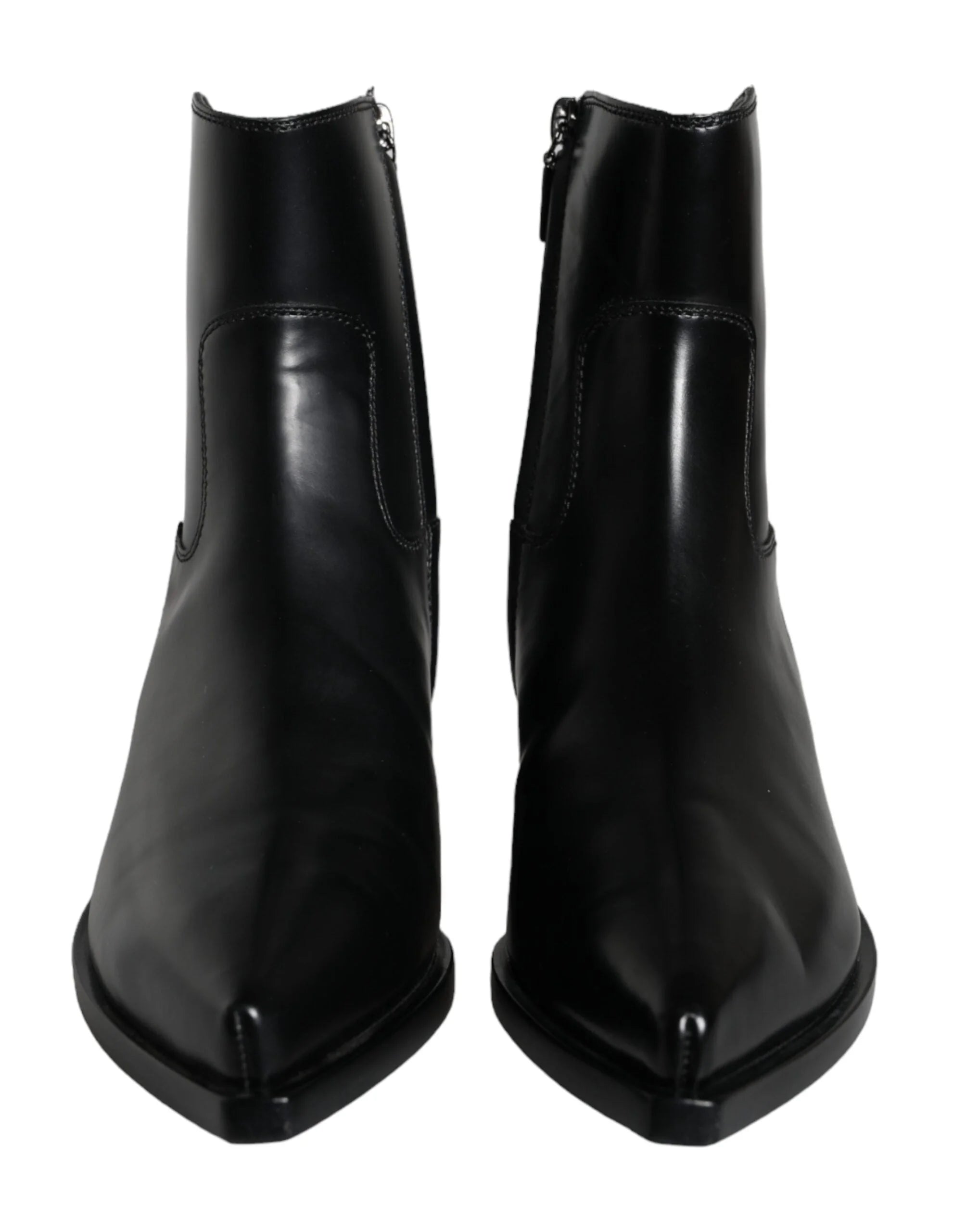 Dolce & Gabbana Black Leather Ankle Boots Booties Shoes - EU37/US6.5 - Boots