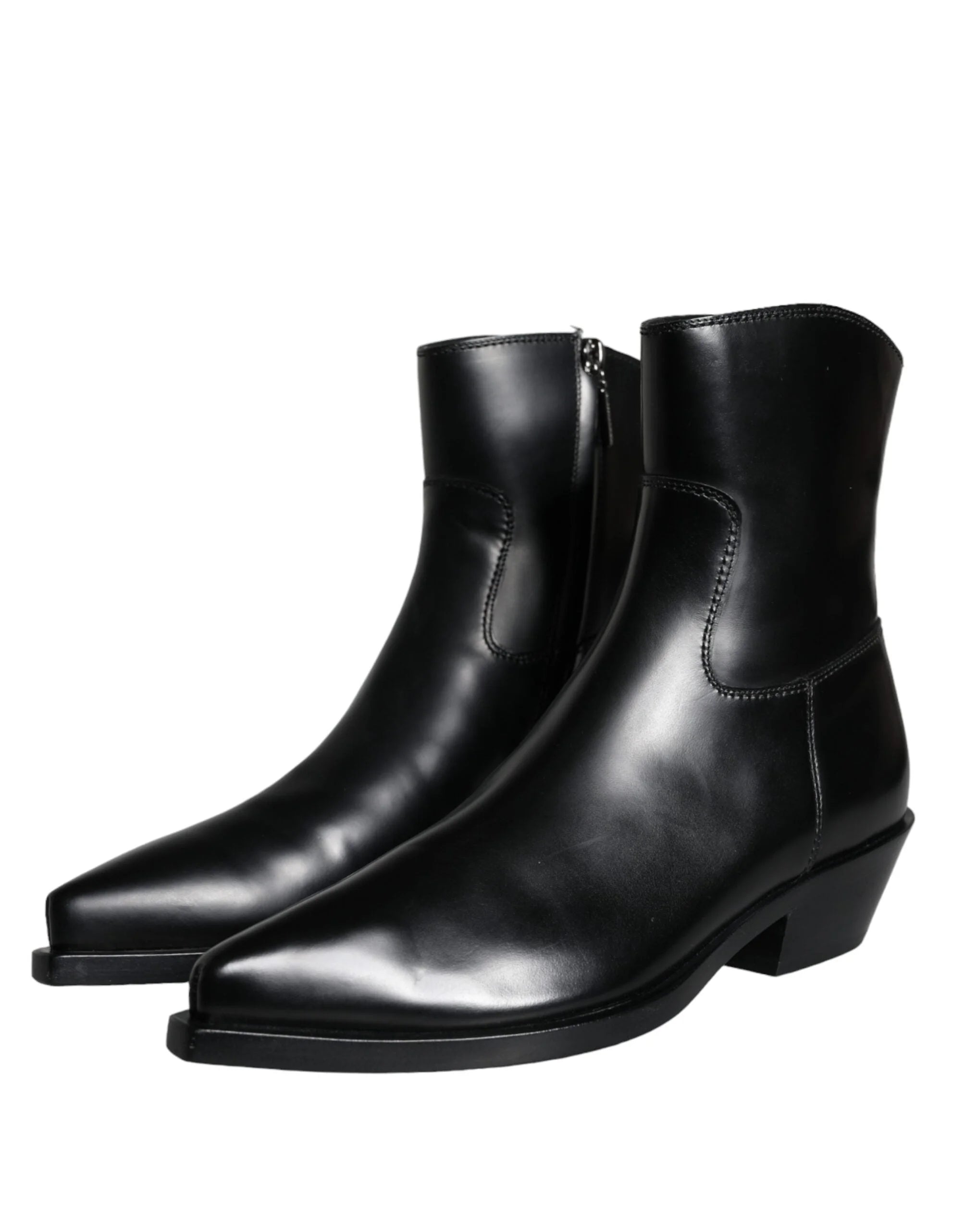 Dolce & Gabbana Black Leather Ankle Boots Booties Shoes - EU37/US6.5 - Boots