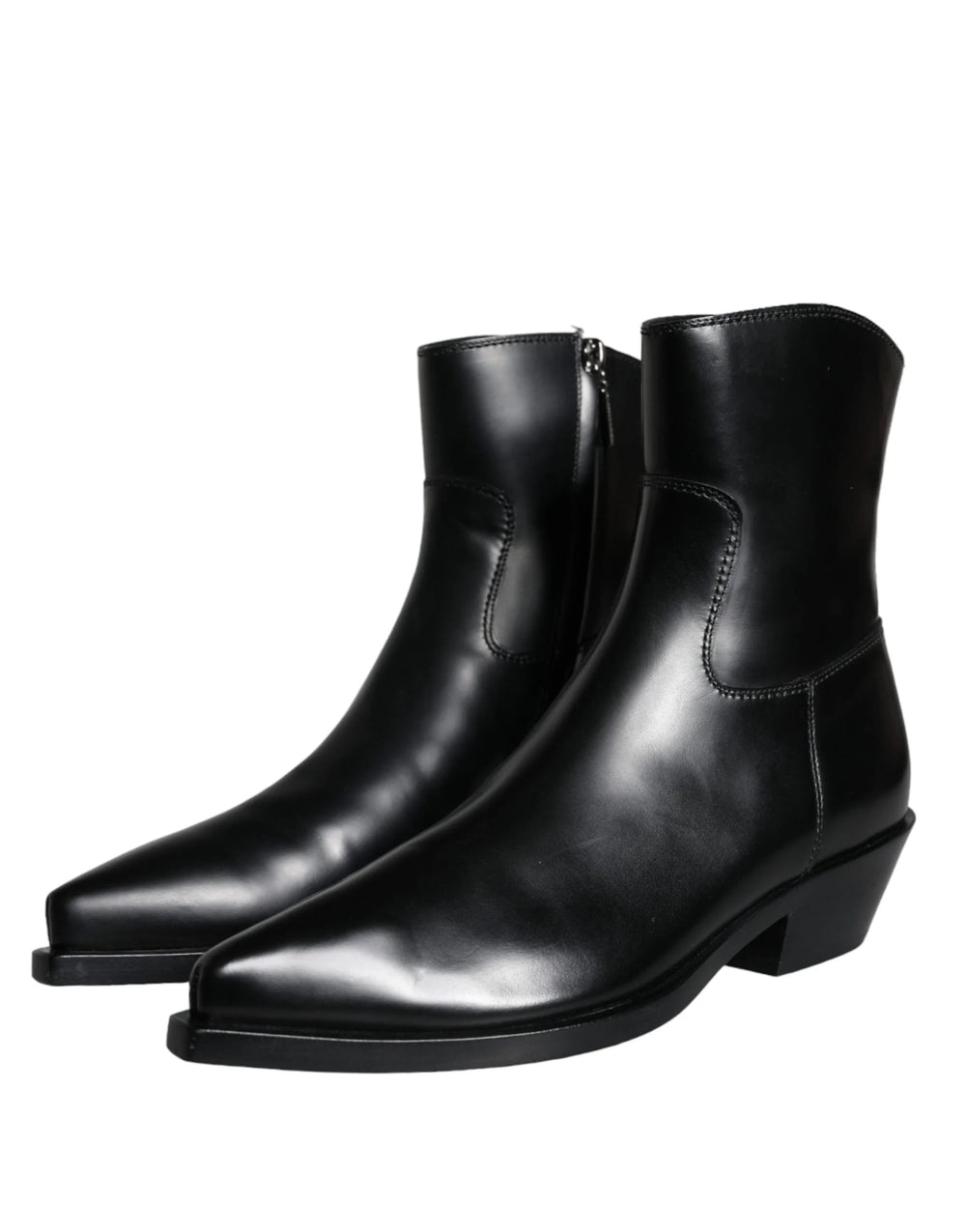Dolce & Gabbana Black Leather Ankle Boots Booties Shoes - EU37/US6.5 - Boots