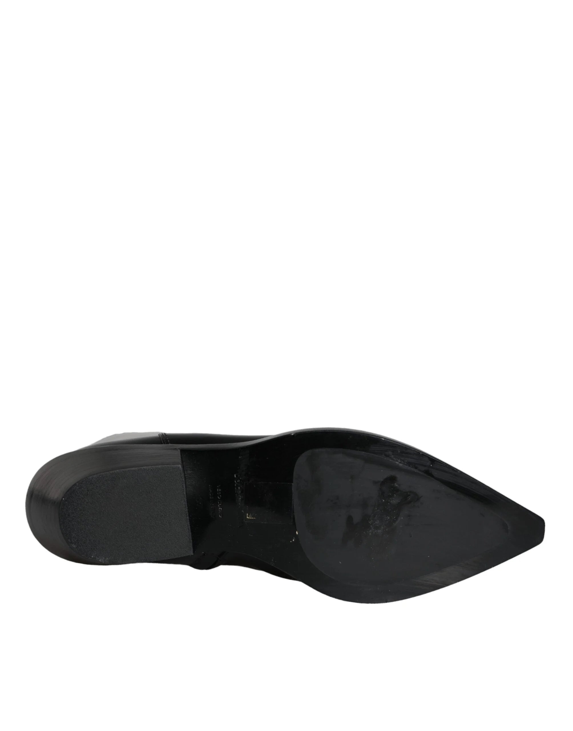 Dolce & Gabbana Black Leather Ankle Boots Booties Shoes - EU37/US6.5 - Boots