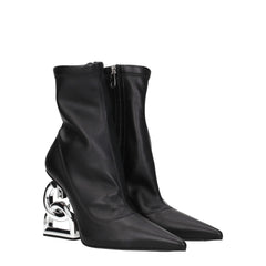 Dolce & Gabbana Black Leather Ankle Boots - EU35/US5