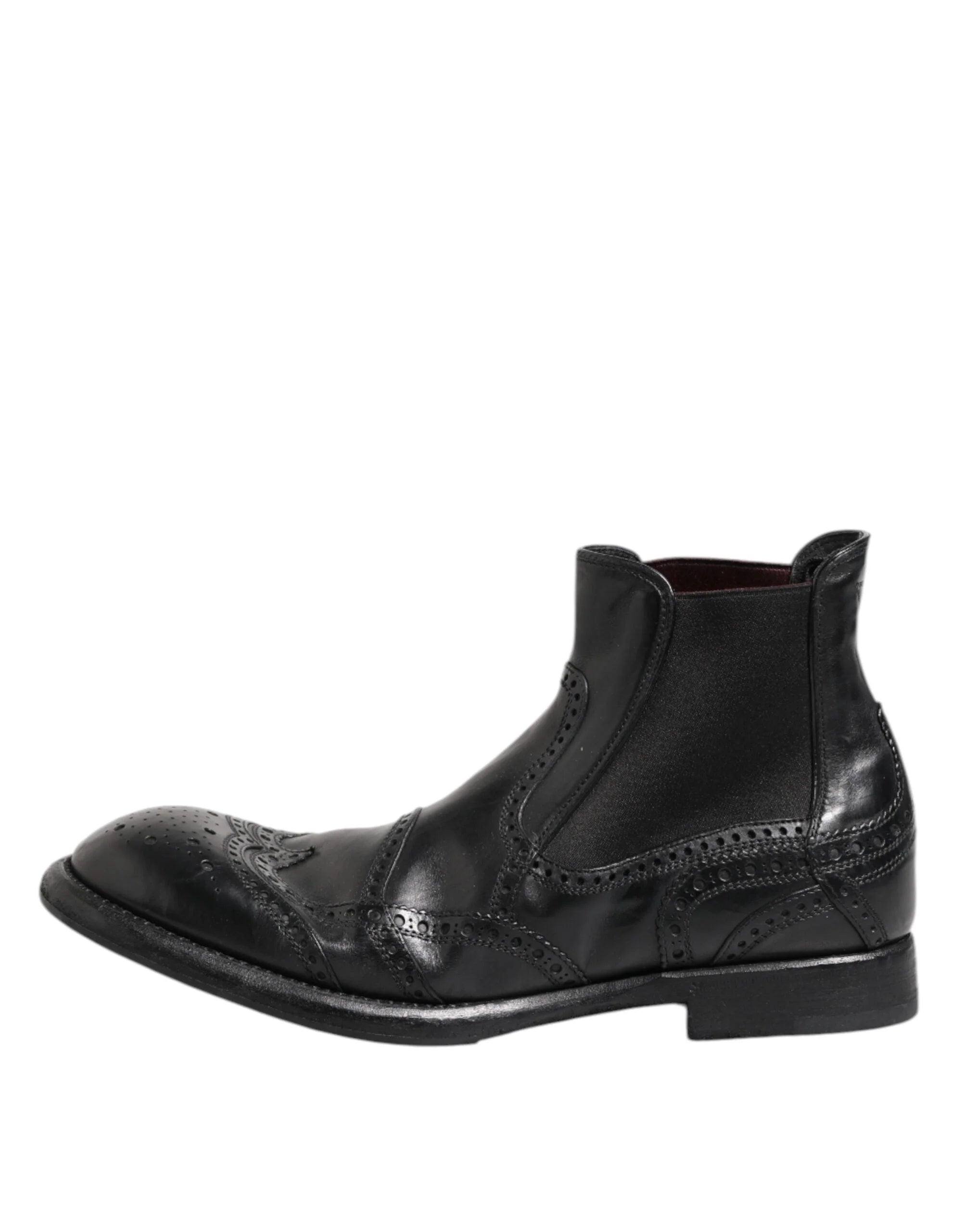Dolce & Gabbana Black Leather Ankle Boots Slip On Shoes - EU40/US7