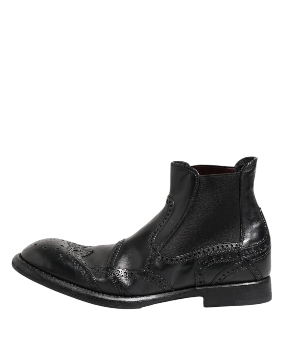 Dolce & Gabbana Black Leather Ankle Boots Slip On Shoes - EU40/US7