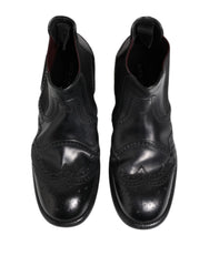 Dolce & Gabbana Black Leather Ankle Boots Slip On Shoes - EU40/US7 - Boots