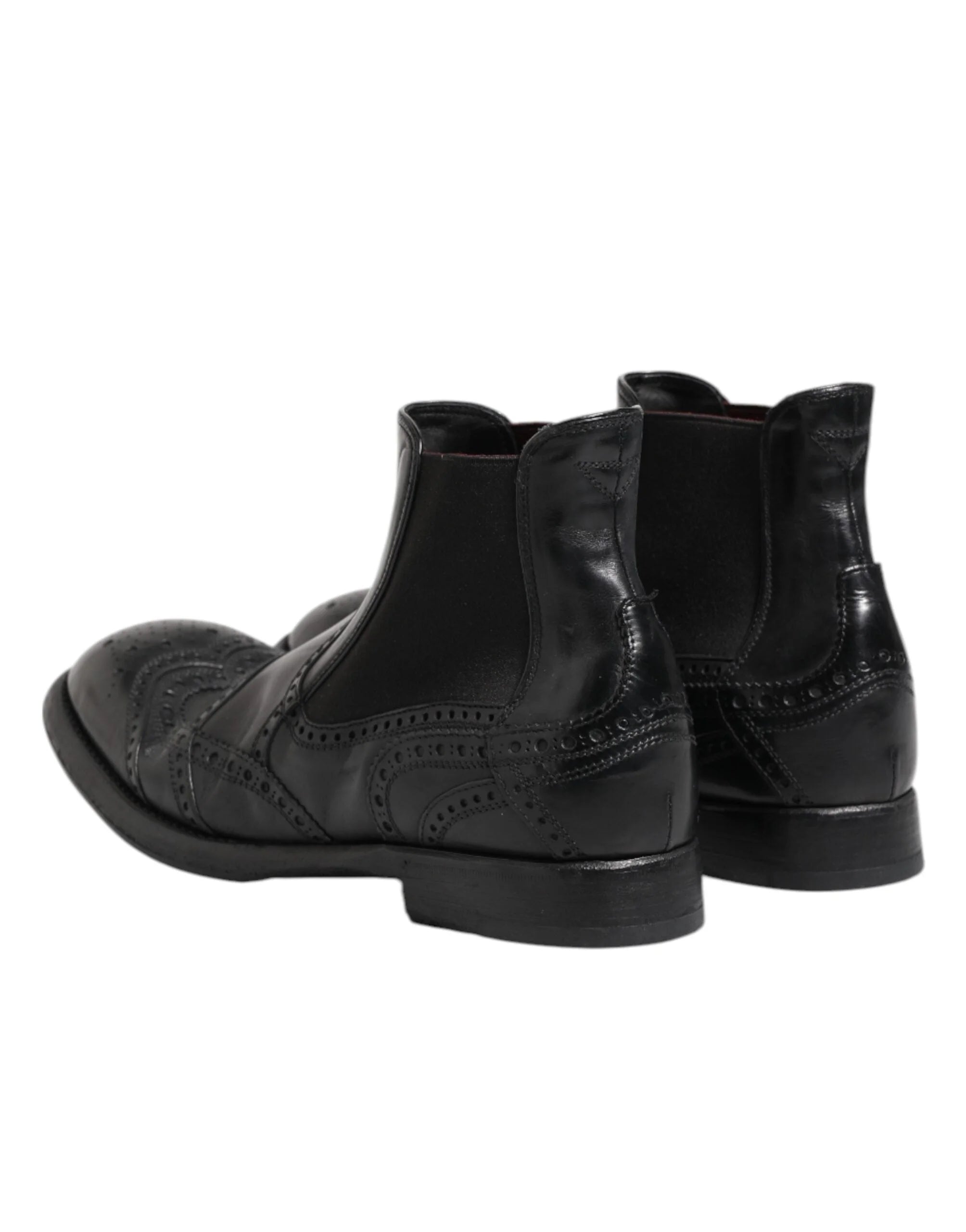 Dolce & Gabbana Black Leather Ankle Boots Slip On Shoes - EU40/US7