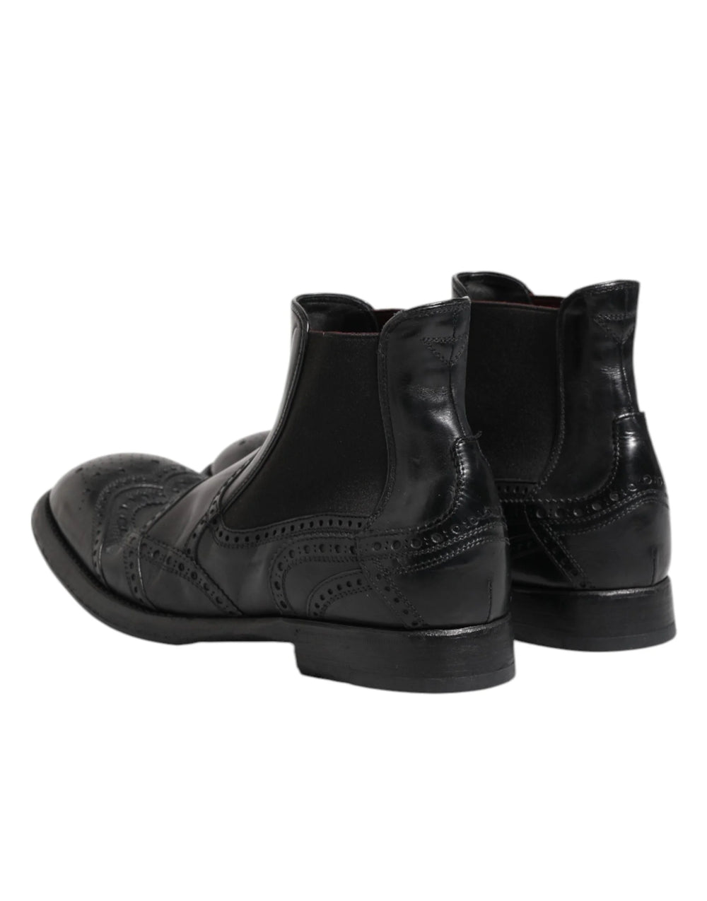 Dolce & Gabbana Black Leather Ankle Boots Slip On Shoes - EU40/US7