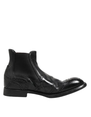 Dolce & Gabbana Black Leather Ankle Boots Slip On Shoes - EU40/US7 - Boots