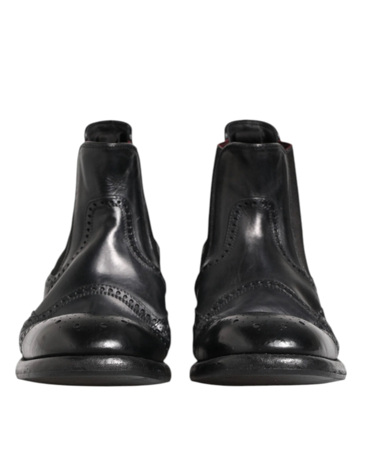 Dolce & Gabbana Black Leather Ankle Boots Slip On Shoes - EU40/US7