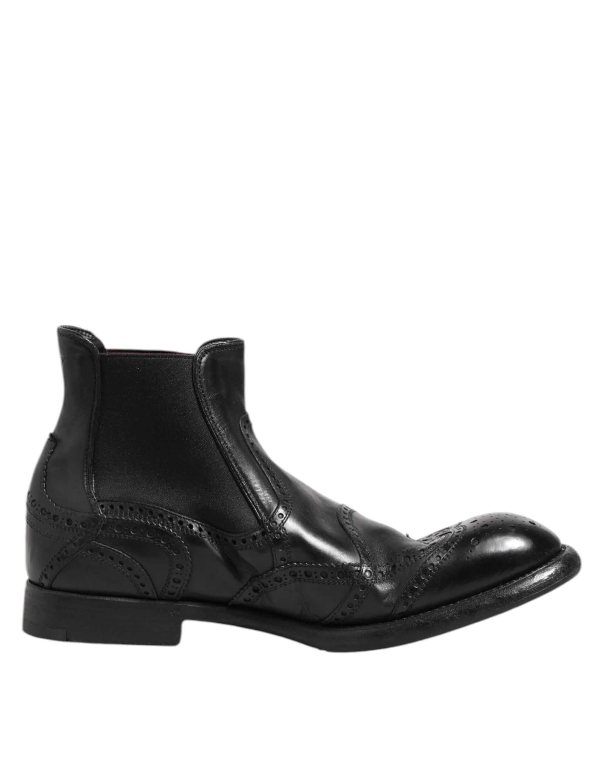 Dolce & Gabbana Black Leather Ankle Boots Slip On Shoes - EU40/US7