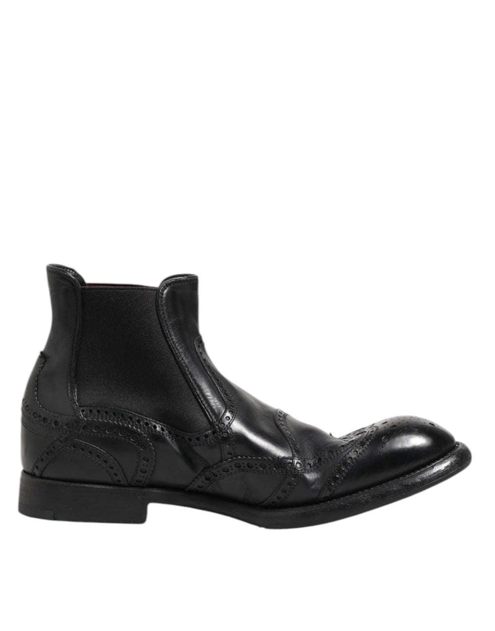 Dolce & Gabbana Black Leather Ankle Boots Slip On Shoes - EU40/US7