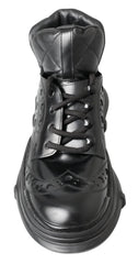 Dolce & Gabbana Black Leather Ankle Casual Boots - Boots