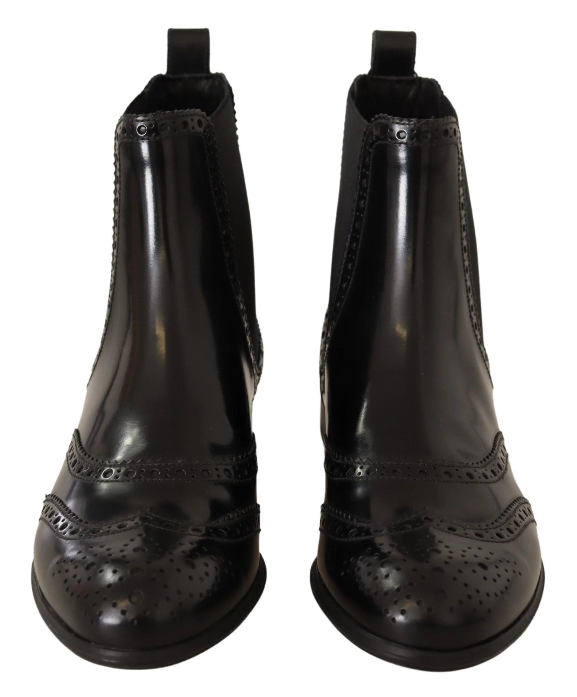 The durable sole and under-side construction of the Dolce & Gabbana women's black leather ankle-high boots.