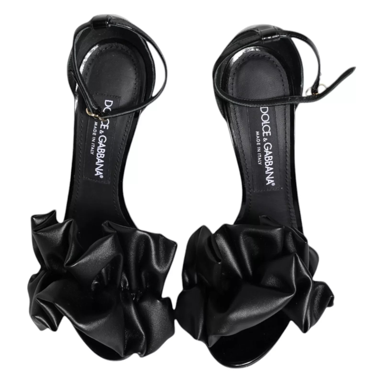 Dolce & Gabbana Black Leather Ankle Strap Heel Sandals Shoes - EU38/US7.5 - Sandals