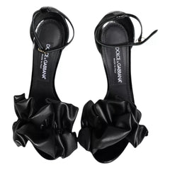 Dolce & Gabbana Black Leather Ankle Strap Heel Sandals Shoes - EU38/US7.5 - Sandals