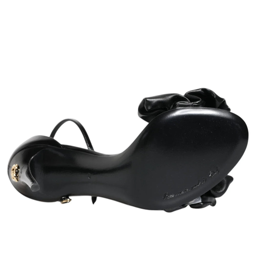 Dolce & Gabbana Black Leather Ankle Strap Heel Sandals Shoes - EU38/US7.5 - Sandals