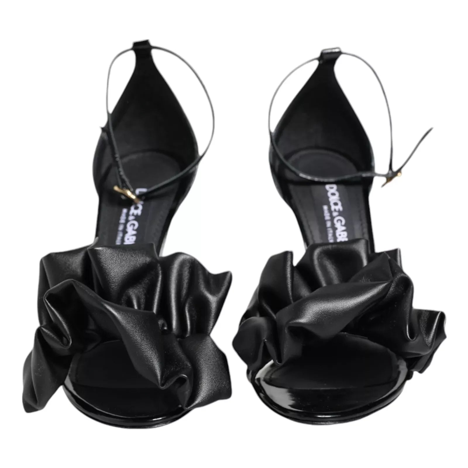 Dolce & Gabbana Black Leather Ankle Strap Heel Sandals Shoes - EU38/US7.5 - Sandals