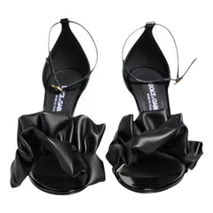 Dolce & Gabbana Black Leather Ankle Strap Heel Sandals Shoes - EU38/US7.5 - Sandals