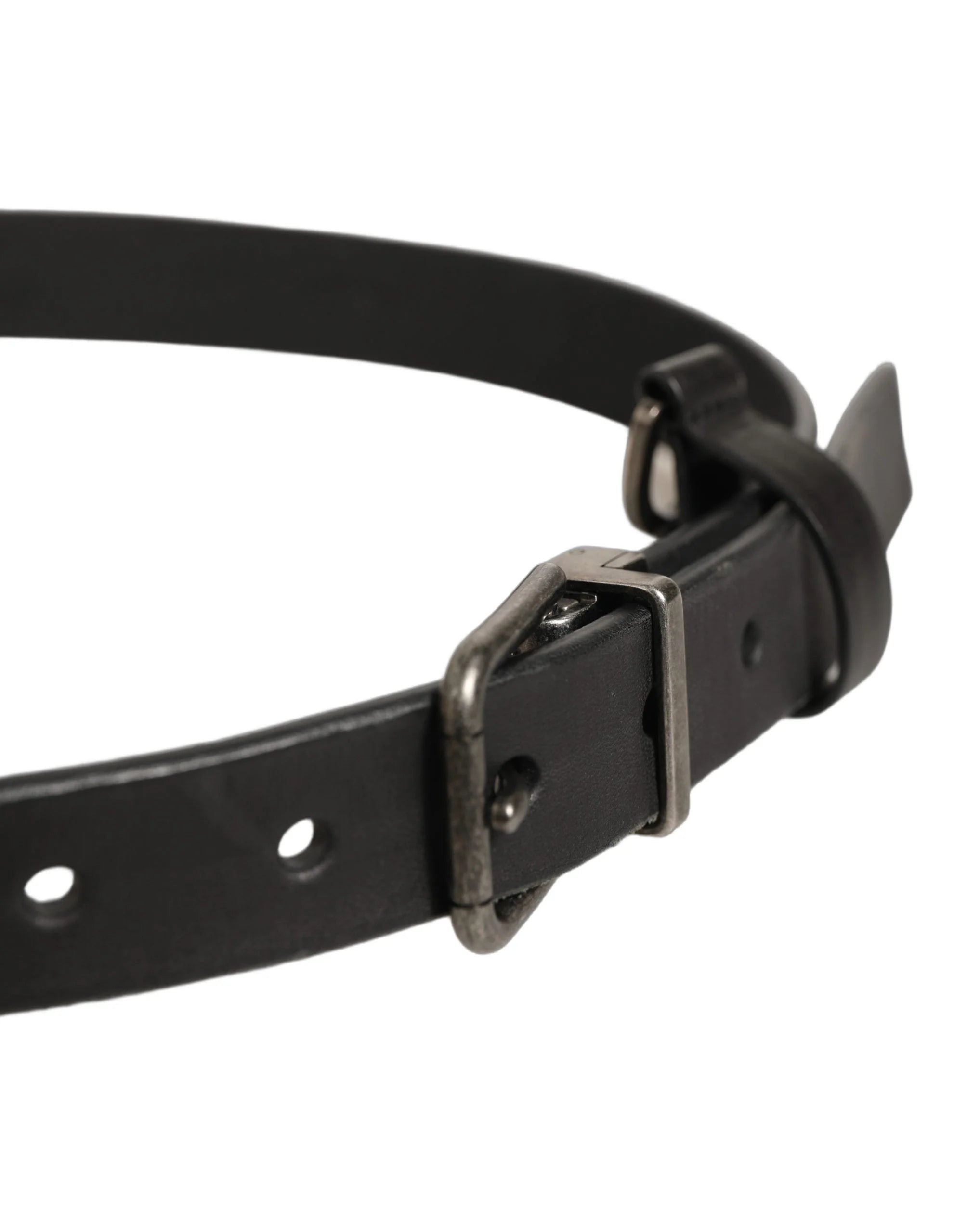 Dolce & Gabbana Black Leather Antique Finish Buckle Belt - 70 cm / 28 Inches